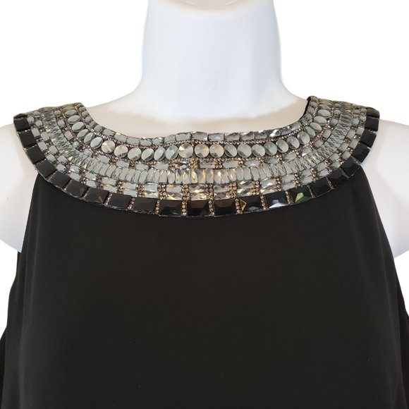 VINCE CAMUTO Embellished Neck Chiffon Hi Low Dress   Size 6 - Picture 4 of 12